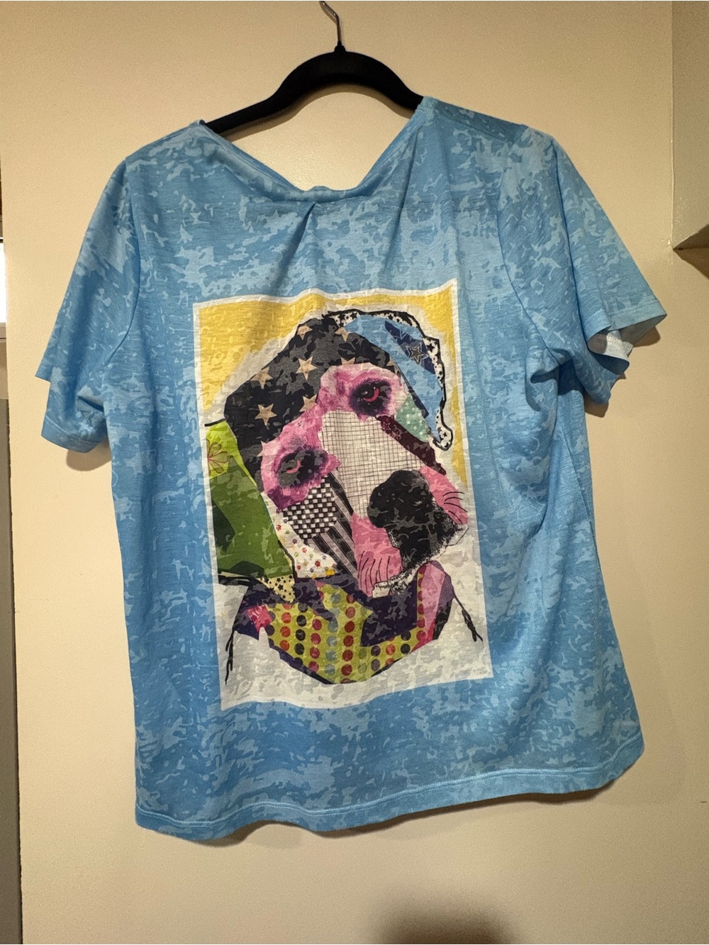 NWT Alison Sheri Blue Graphic Dog Print Tee - Picture 5 of 5